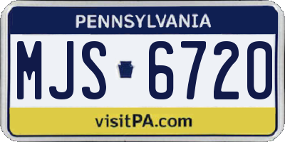 PA license plate MJS6720