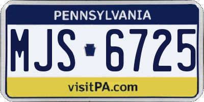 PA license plate MJS6725