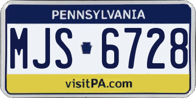 PA license plate MJS6728
