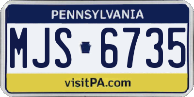 PA license plate MJS6735