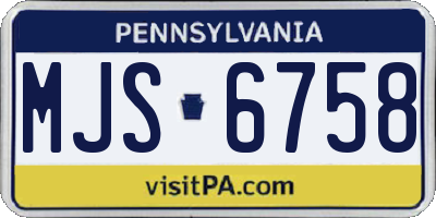 PA license plate MJS6758