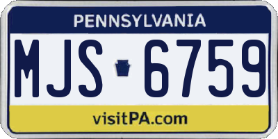 PA license plate MJS6759