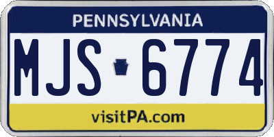 PA license plate MJS6774