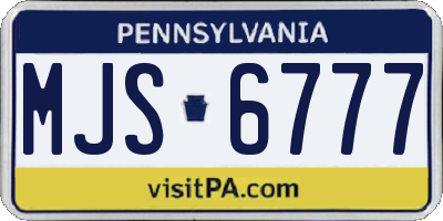 PA license plate MJS6777
