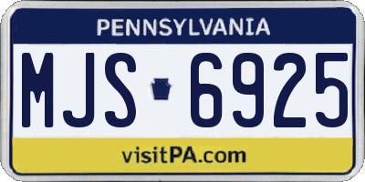 PA license plate MJS6925