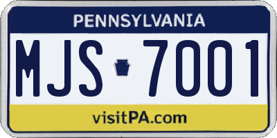 PA license plate MJS7001