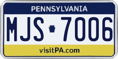 PA license plate MJS7006