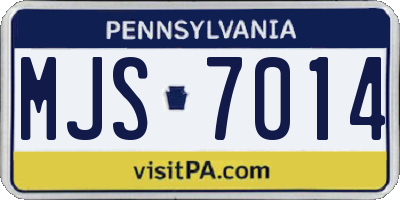 PA license plate MJS7014