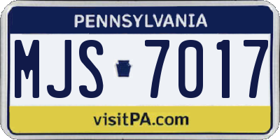PA license plate MJS7017