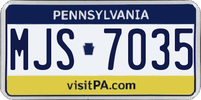 PA license plate MJS7035