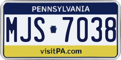 PA license plate MJS7038