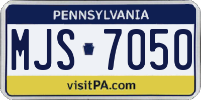 PA license plate MJS7050