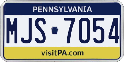 PA license plate MJS7054