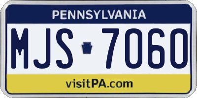 PA license plate MJS7060