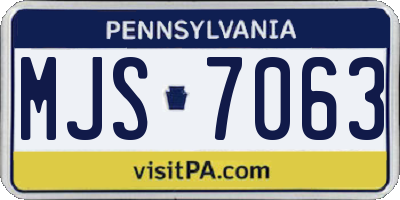 PA license plate MJS7063