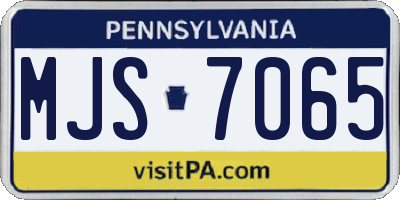 PA license plate MJS7065