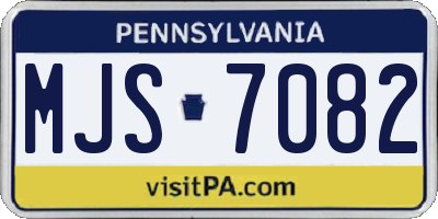 PA license plate MJS7082