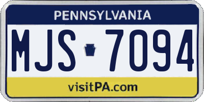 PA license plate MJS7094
