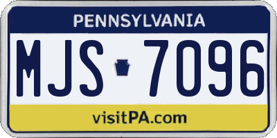 PA license plate MJS7096