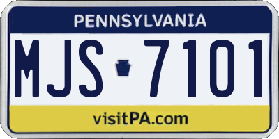 PA license plate MJS7101