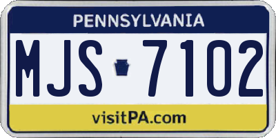 PA license plate MJS7102