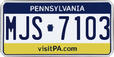 PA license plate MJS7103