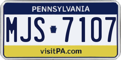 PA license plate MJS7107