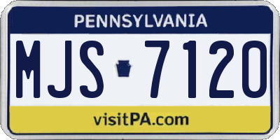 PA license plate MJS7120