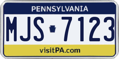 PA license plate MJS7123