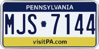 PA license plate MJS7144