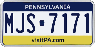 PA license plate MJS7171