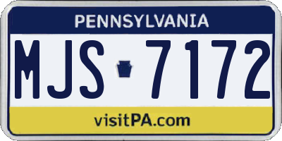 PA license plate MJS7172