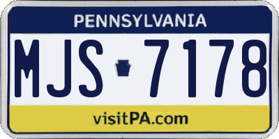 PA license plate MJS7178