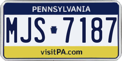 PA license plate MJS7187