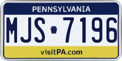 PA license plate MJS7196