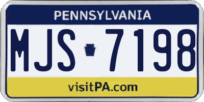 PA license plate MJS7198
