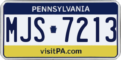 PA license plate MJS7213