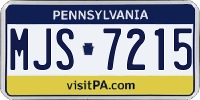 PA license plate MJS7215
