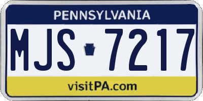 PA license plate MJS7217