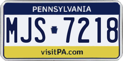 PA license plate MJS7218