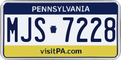 PA license plate MJS7228