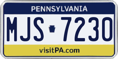 PA license plate MJS7230