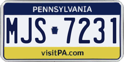 PA license plate MJS7231