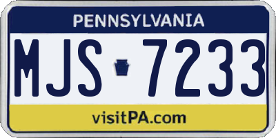 PA license plate MJS7233