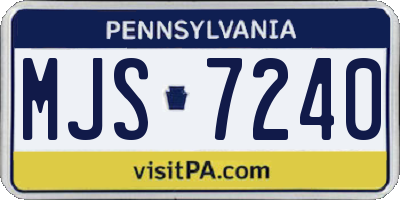 PA license plate MJS7240