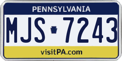 PA license plate MJS7243