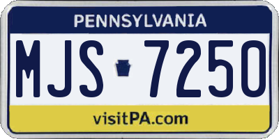 PA license plate MJS7250