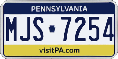 PA license plate MJS7254