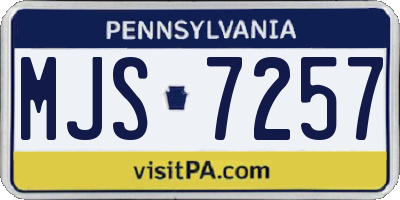 PA license plate MJS7257