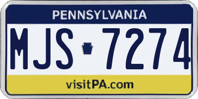 PA license plate MJS7274